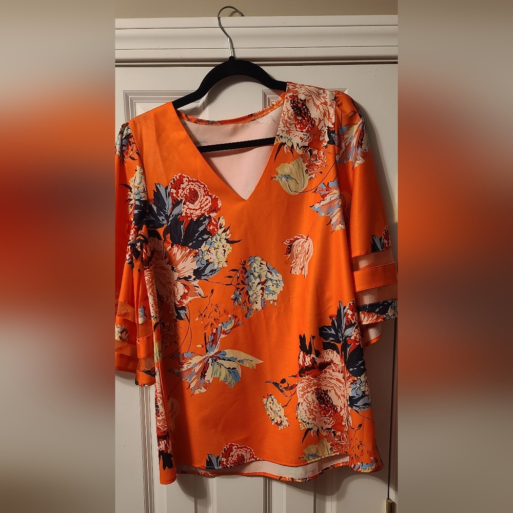 Vibrant Floral V-Neck Blouse